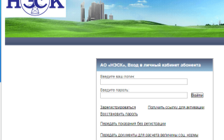 «Nesk.ru» личный кабинет – вход, регистрация, подача показаний, тарифы